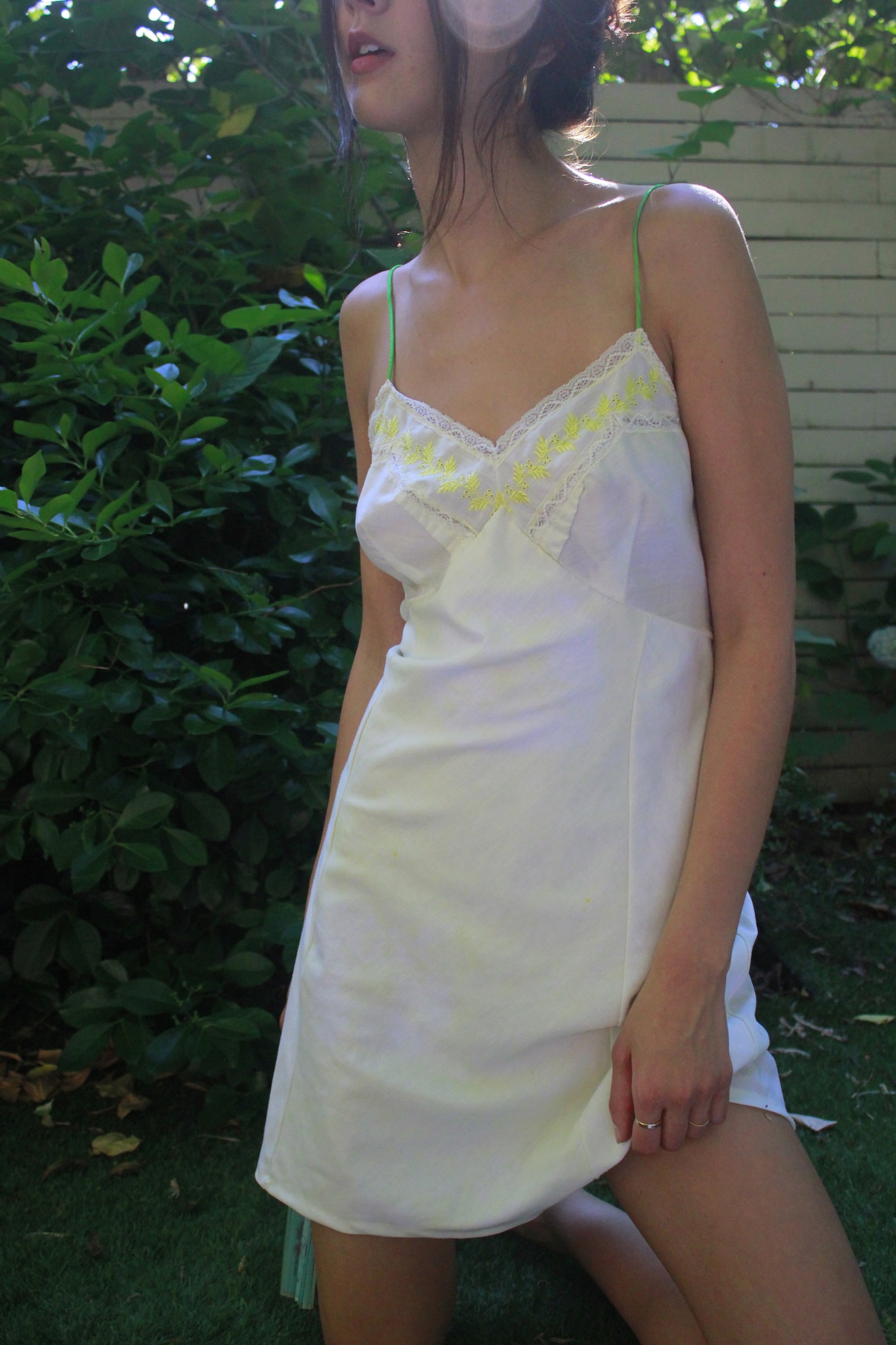 Vintage Cotton Embroidered Slip Dress Etsy