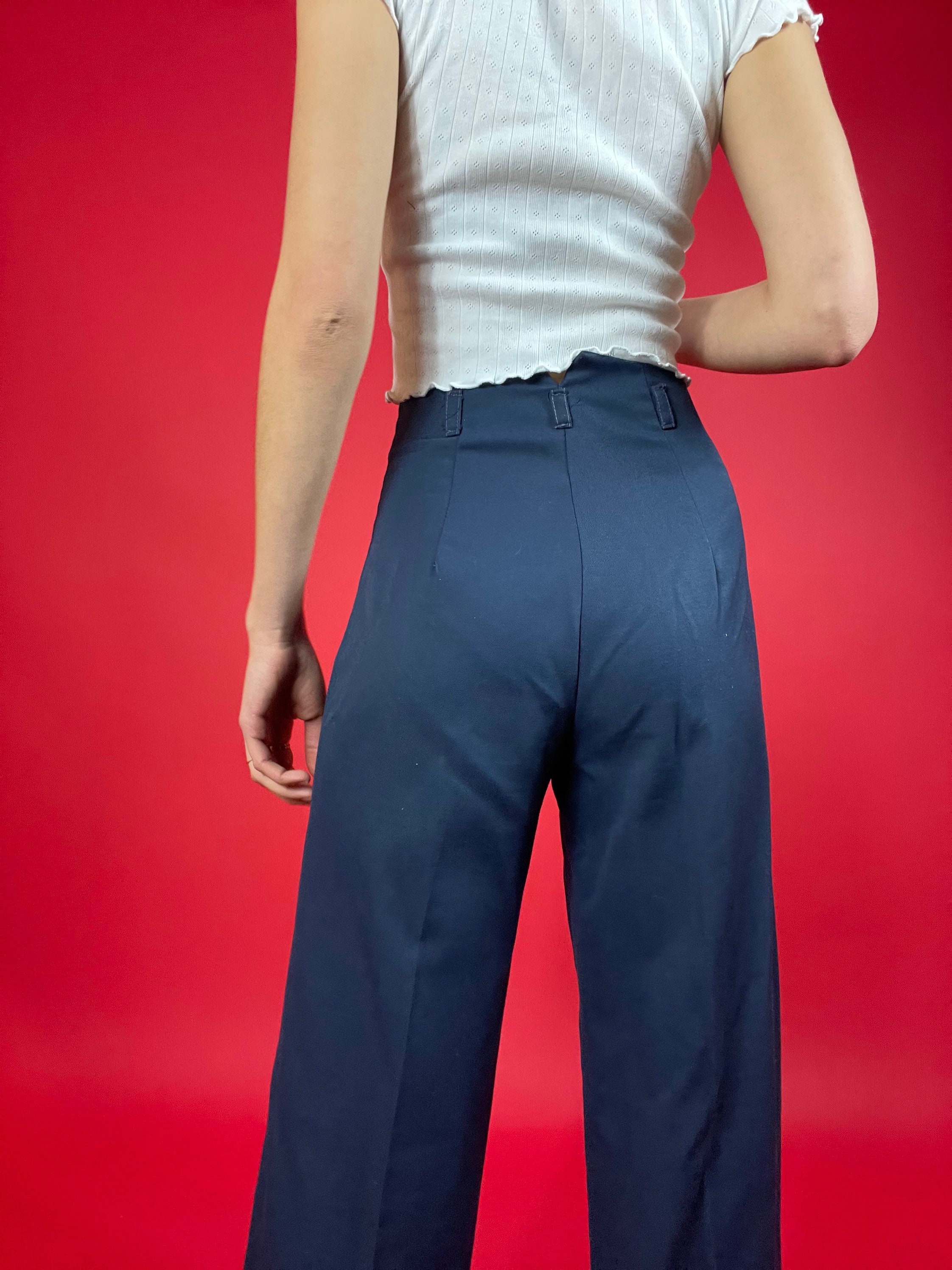 1970s High Waisted Flare Sailor Pants Etsy