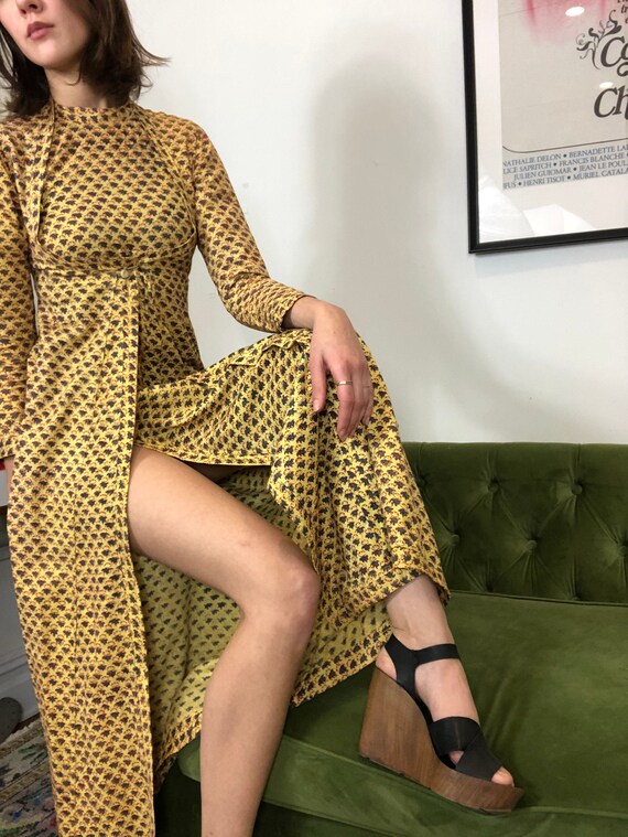 Vintage 1970s Marigold Prairie Dress