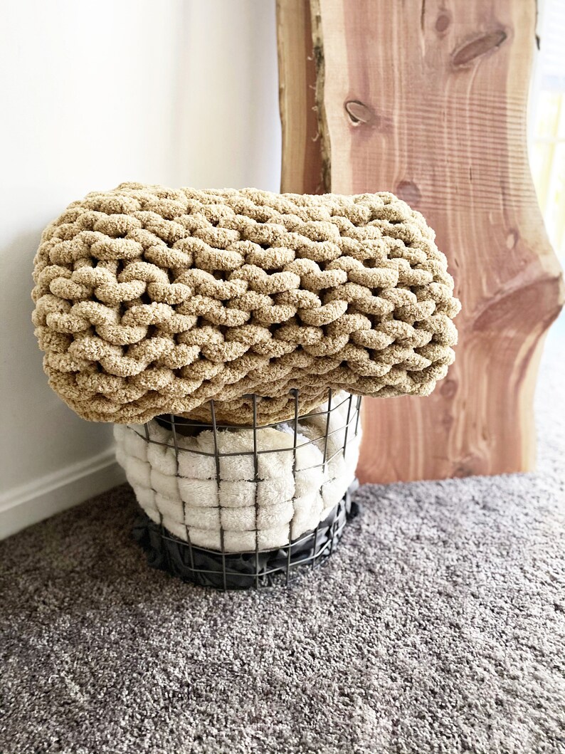 Medium Size Beige Chunky Blanket Etsy UK