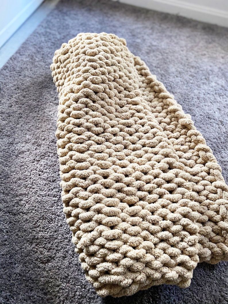Medium Size Beige Chunky Blanket Etsy UK