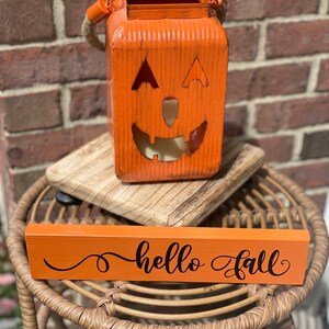 Hello Fall Sign| Hello Fall Porch Sign| Hello Fall Decor| Fall Home Decor| Hello Fall Shelf Sitter| Autumn Sign| Fall Sign|