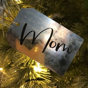 Fused Glass Christmas Gift Tags, Set of 4 Holiday Name Tags, Place