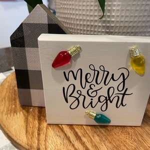 Merry and Bright TierTray Decor, Mini Wood Block Signs, Holiday Wood Block Signs, Scrabble Blocks, Mini Scrabble Blocks, Christmas Decor