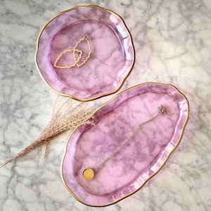 Marble or Custom Color Resin Dish | Gold Rim | Trinket Tray | Jewelry | Holiday Gift | Catchall | Birthday | Home Decor | Mother’s Day