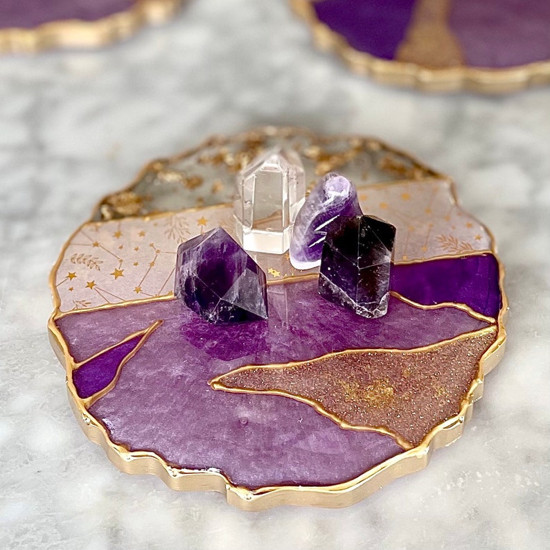 Purple and Gold Washi Tape Coasters | Constellations | Stars | Candle ...