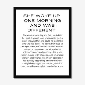 She WOKE UP -  Inspirational wall art, home, living room, daily inspiration art
