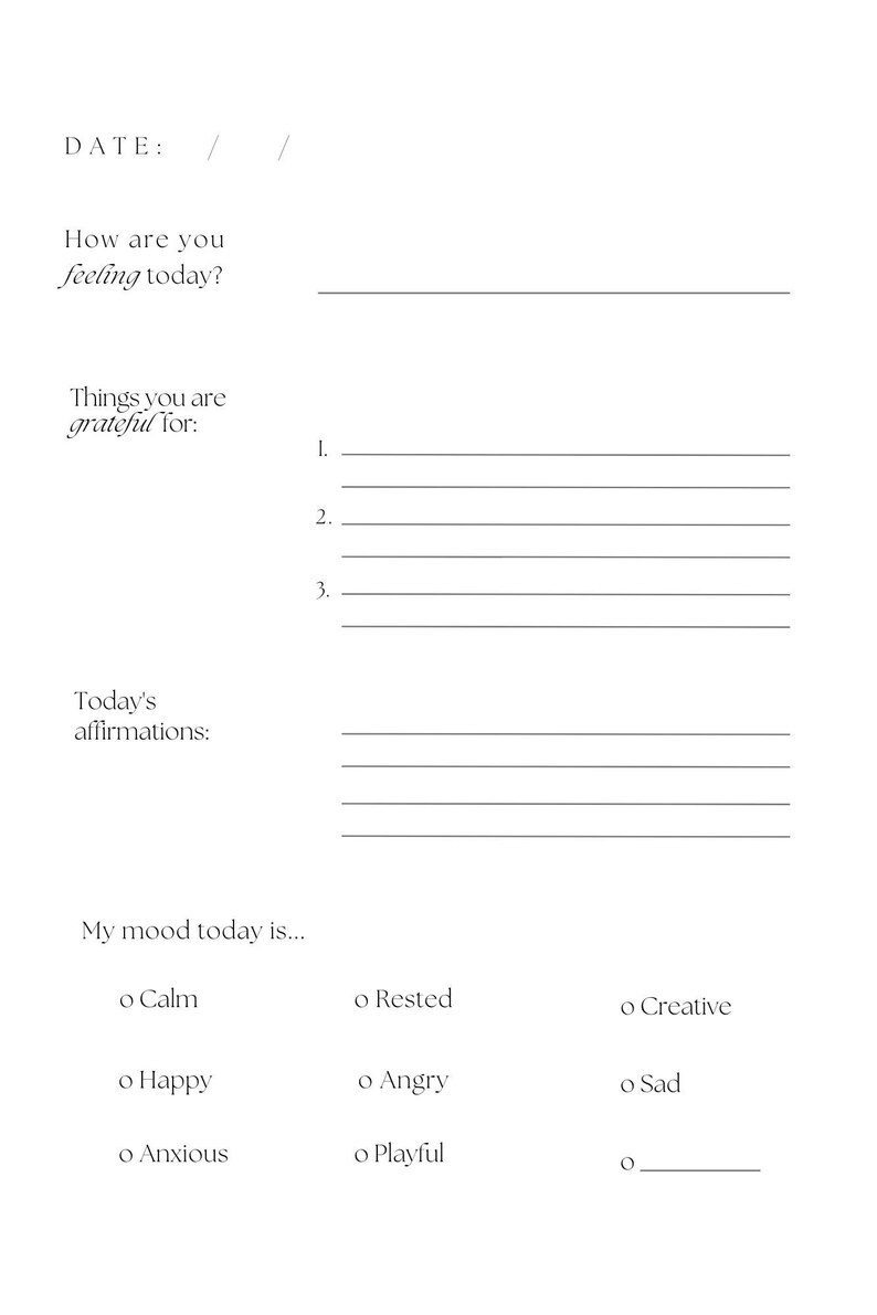 Daily Reflection pages and blank pages for journaling