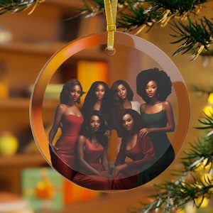 Sisterhood Glass Ornament, gift for woman, black woman, best friends stocking stuffer, Christmas gift for her Girlfriends gift sister