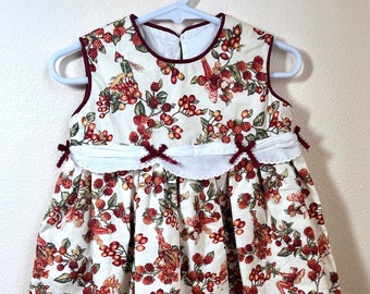 Little girl dress Cotton dress with eyelet trim Spring dress Summer dress Sundress Easter dress Size 2 dress Vintage fairy berry print dress