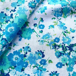 3 yards Printed floral cotton voile batiste fabric remnant Lightweight cotton fabric Spring summer dress fabric Vintage flower cotton fabric