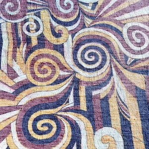 Op art silkscreen print on silk One of a kind silkscreen textile art panel Abstract psychedelic silkscreen textile art Vintage silk print