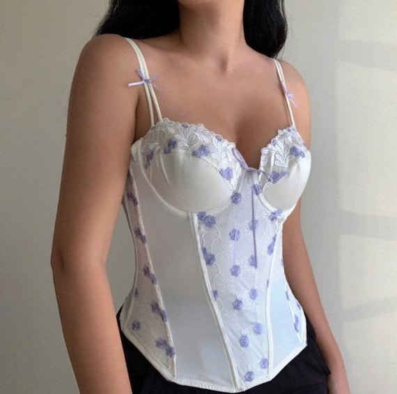 Angelic White Floral Corset Bustier Top