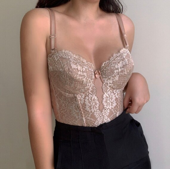 90s Rare Gold/Cream Corset Bustier Top