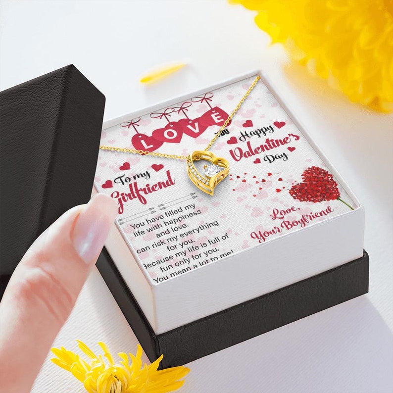 Girlfriend Gifts Valentine Gift for Her Cubic Zirconia Heart Pendent Valentine Day Gift Valentine Necklace Valentine Gift Box with Card