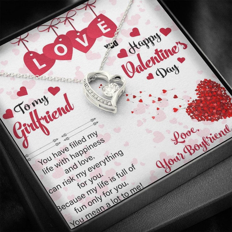 Girlfriend Gifts Valentine Gift for Her Cubic Zirconia Heart Pendent Valentine Day Gift Valentine Necklace Valentine Gift Box with Card