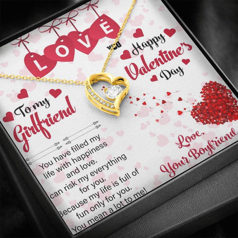 Girlfriend Gifts Valentine Gift for Her Cubic Zirconia Heart Pendent Valentine Day Gift Valentine Necklace Valentine Gift Box with Card