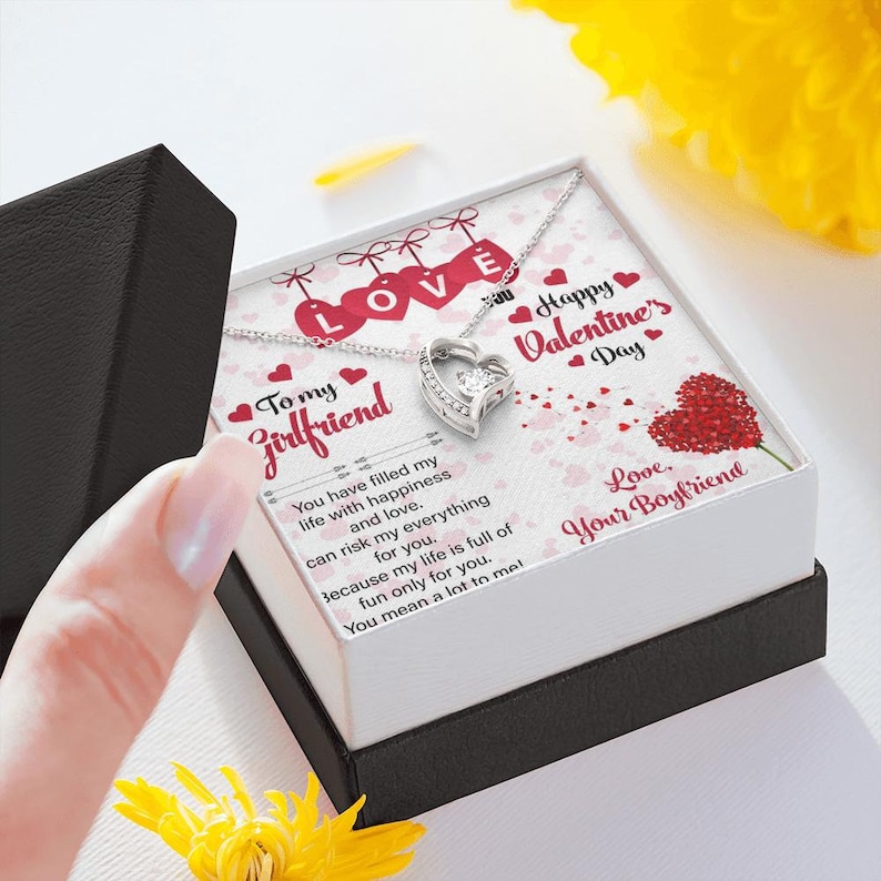 Girlfriend Gifts Valentine Gift for Her Cubic Zirconia Heart Pendent Valentine Day Gift Valentine Necklace Valentine Gift Box with Card