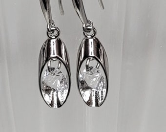Silver tone drop earrings
