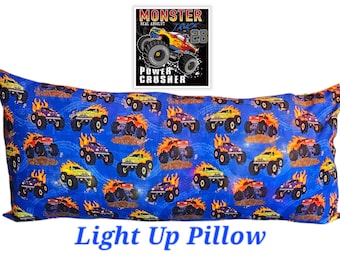 Almohada iluminada de Monster Truck, decoración para habitación infantil, juguetes de Monster Truck