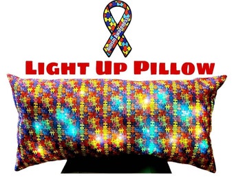 Autism Awareness Light Up Pillow, Sensory Room Decor