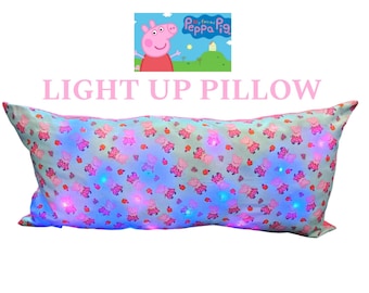 Almohada luminosa de Peppa Pig hecha a mano, con nombre personalizado, 35 pulgadas