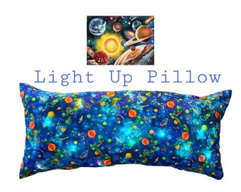 Almohada de galaxia iluminada, decoración del espacio exterior, almohada con nombre