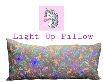 Custom Unicorn Pillow, LED Fairy Lights, Remote Included