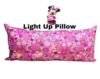 Almohada iluminada de Minnie Mouse, ropa de cama personalizada, 35 pulgadas