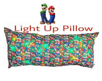 Super Mario Brothers Light Up Pillow, Kids Room Decor, Donkey Kong, Mario, Luigi, toys