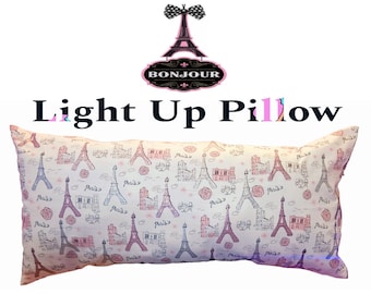 Almohada decorativa de París con luces LED, diseño de la Torre Eiffel
