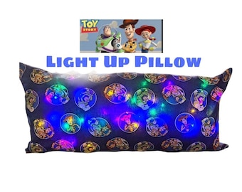 Handmade Toy Story Pillow, LED Light Up Kids Decor, buz lightyear, toys