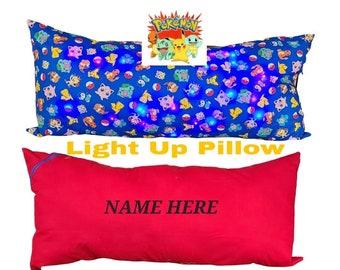 Pikachu, Pokémon, ropa de cama, juguetes de Pokémon, niño, decoración de la habitación, regalos de cumpleaños, Navidad, almohada, azul, luz, almohada de Pokémon,