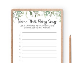 Name, dass Baby-Song Name, dass Lied-Baby Name, dass Baby Tune Baby Song Spiel Eukalyptus Babyparty Spiele Greenery Coed Baby Spiele Zwillinge, EG