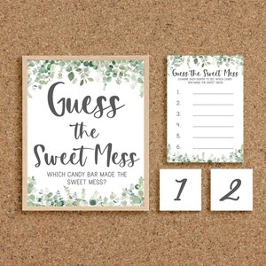 Gissa den söta röran Smutsig blöjspel Blöjgodisbarspel Blöjspel Eukalyptus Babyshower-spel Grönt Coed Shower-spel Tvillingar, EG