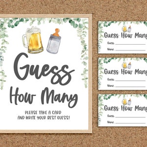 Guess How Many Candies Guess How Many Kisses Guess How Many Printable A Baby is Brewing Baby Shower Games Coed Couples Baby Shower Games, BB