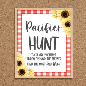 Pacifier Hunt Game Pacifier Hunt Find the Pacifier Game Baby-Q Baby Shower BabyQue Games BBQ Baby Shower Games Sunflower BabyQ Games, S