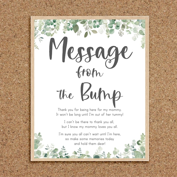 Message from the Baby Message from the Bump Baby Message Greenery Baby Shower Eucalyptus Baby Shower Neutral Baby Shower Gender Neutral, EG