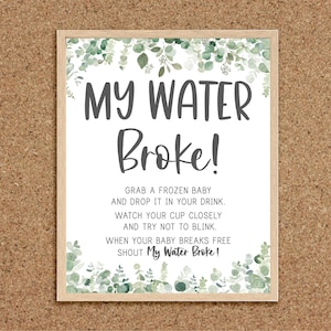 My Water Broke Game Water Broke Game Ice Cube Baby Game Frozen Baby Greenery Baby Shower Games Eucalyptus Coed Baby Shower Games Twins, EG