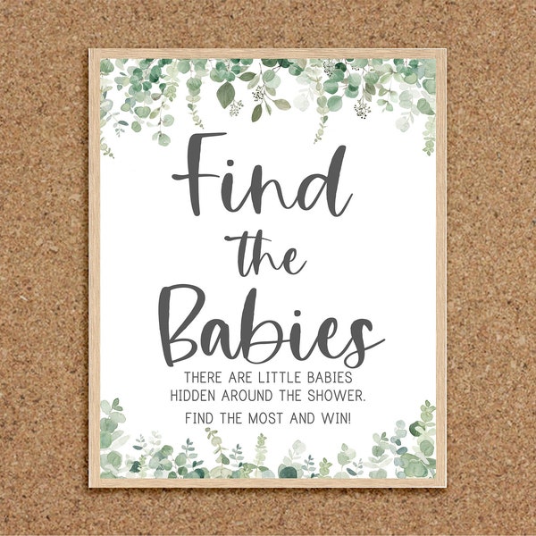 Find the Babies Find the Baby Game Greenery Baby Shower Games Eucalyptus Baby Shower Games Neutral Baby Shower Games Gender Neutral, EG