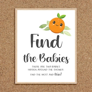 Little Cutie Baby Shower- Find the Baby Game-Find the Babies Cutie Baby Shower Games Cutie Orange Baby Shower A Little Cutie Baby Shower, C