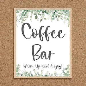 Coffee Bar Sign Coffee Table Sign Drink Table Sign Drink Station Sign Eucalyptus Baby Shower Sign Greenery Baby Shower Baby is Brewing, EG