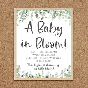Baby in Bloom Sign Favor Table Sign Please Take One Sign Greenery Theme Favors Sign Baby Shower Eucalyptus Baby Shower Sign Greenery, EG