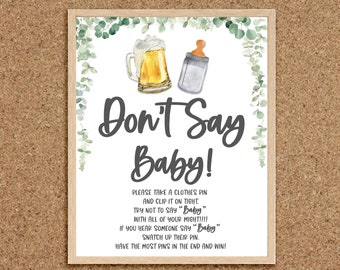 Don't Say Baby Dont Say Baby Sign A Baby is Brewing Beers and Babies Shower Beer Baby Shower BBQ Baby Shower Twin Baby Shower Games Coed, BB