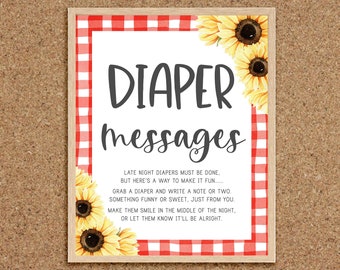 Late Night Diapers Late Night Diaper Sign Diaper Messages Diaper Thoughts Baby-Q Games BabyQue BBQ Baby Shower Games Sunflower BabyQ, S