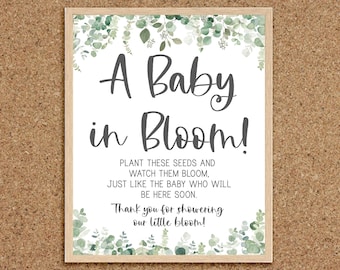 Baby in Bloom Sign Favor Table Sign Please Take One Sign Greenery Theme Favors Sign Baby Shower Eucalyptus Baby Shower Sign Greenery, EG