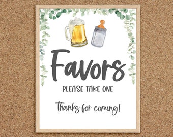 Favor Table Sign Please Take One Sign Favors Sign for Baby Shower A Baby is Brewing Beers and Babies Beer Baby Shower Babies and Brews, BB
