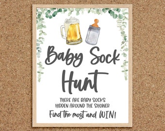 Baby Sock Hunt Game Sock Hunt Baby Shower Game  A Baby is Brewing Beers and Babies Shower Beer Baby Shower Coed Baby Shower Games Twins, BB