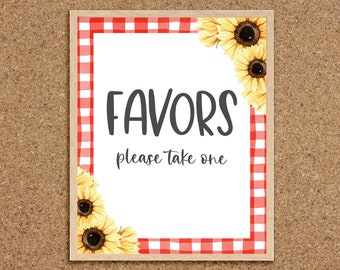 Favor Table Sign Please Take One Sign Favors Sign for Baby Shower Favor Sign Baby-Q Baby Shower BabyQue BBQ Baby Shower Sunflower BabyQ, S