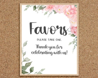 Favor Table Sign Please Take One Sign Favors Sign Pink Floral Baby Shower Sign Girl Baby Shower Flowers Floral Baby Shower Sign, P